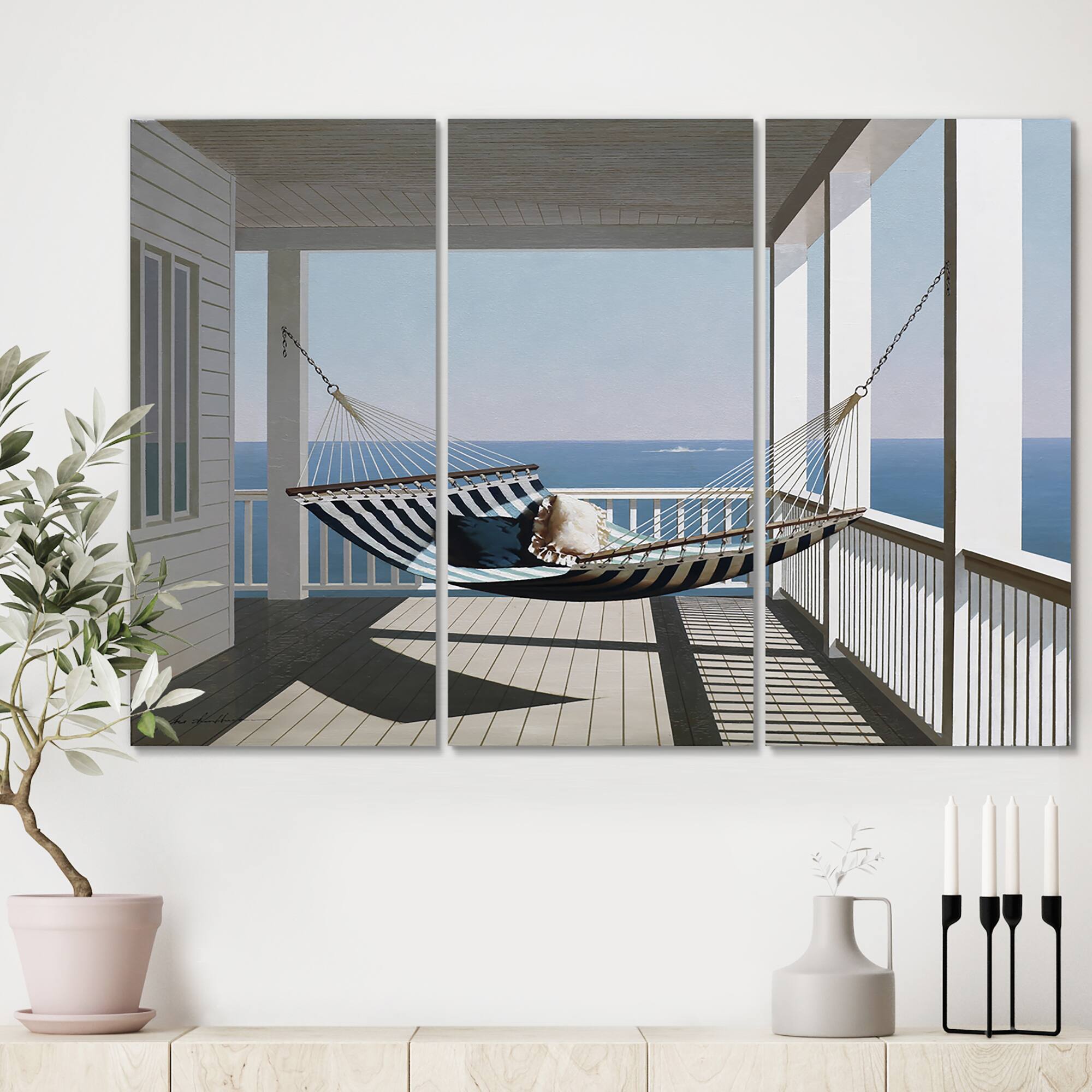 Designart - Hammock & Pillows - Beach Canvas Wall Art